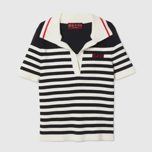 Gucci Women Cotton and Viscose Rib Polo Top