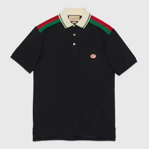 Gucci Women GG Cotton Polo Interlocking G Short Sleeves Chest Pocket
