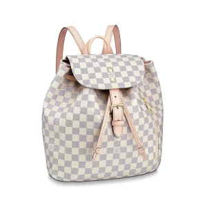 Louis Vuitton LV Women Sperone Backpack in Damier Azur Canvas-Pink