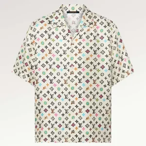 Louis Vuitton Women LV Monogram Printed Short-Sleeved Silk Shirt Relaxed Fit 1AFQ27
