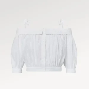 Louis Vuitton Women Monogram Fil Coupé Off-The-Shoulder Blouse White