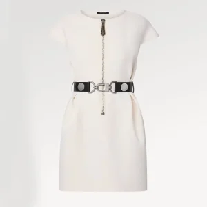 Louis Vuitton Women Wool-Silk Utility Detail Dress White 1AFSP3