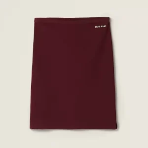 Miu Miu Women Cotton Piqué Skirt with Embroidered logo