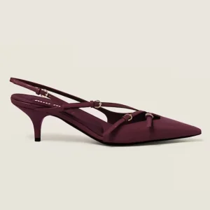 Miu Miu Women Patent Leather Slingbacks Red with Buckles
