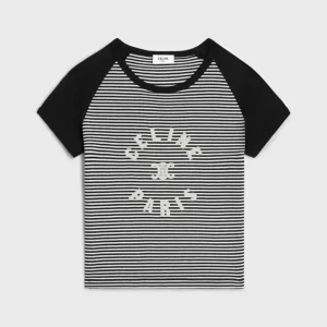 Celine Women Triomphe T-shirt in Cotton Jersey with Black