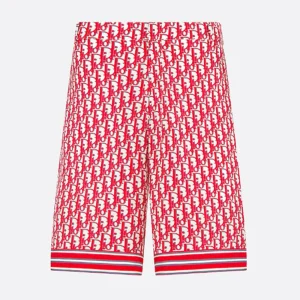 Dior Men Oblique Bermuda Shorts in Silk Twill