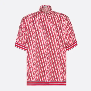 Dior Men Oblique Short-Sleeved Shirt in Silk Twill