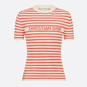Dior Women Dioriviera Short-Sleeved Sweater in Coral