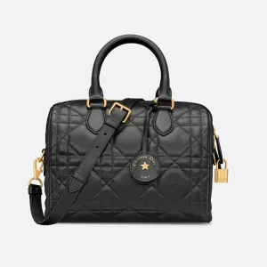 Dior Women Groove 25 Bag Black Macrocannage Calfskin