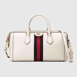 Gucci GG Women Ophidia Medium Top Handle Bag in White Leather