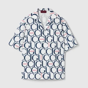 Gucci Men Maxi Gucci Print Fabric Shirt