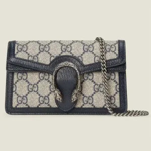 Gucci Women Dionysus GG Super Mini Bag Beige Blue GG Supreme Canvas