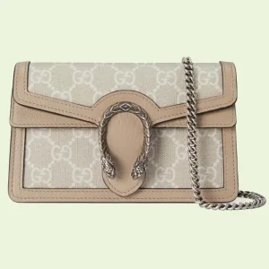 Gucci Women Horsebit 1955 Mini Bag Beige White GG Supreme Canvas