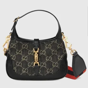 Gucci Women Dionysus Small GG Shoulder Bag Black GG Denim Jacquard Leather