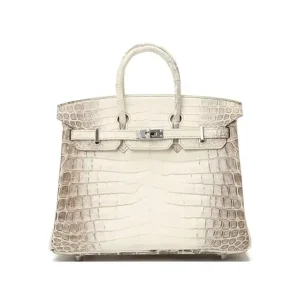 Hermes Women Birkin 30 Bag in Alligator Leather with Gold Hardware-White