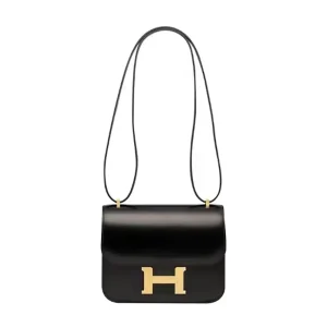 Hermes Women Constance 19 Bag Box Calf Leather-Black