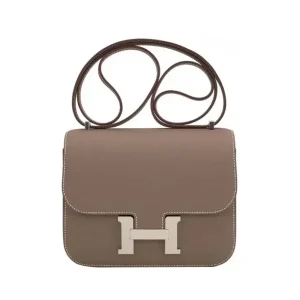 Hermes Women Constance 19 Bag Epsom Leather-Grey/Silver