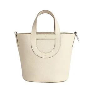 Hermes Women In the Loop 18 Handbag Clemence Leather-White/Silver