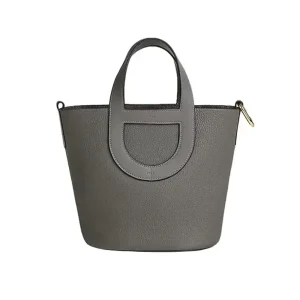 Hermes Women In the Loop 18 Handbag Clemence Leather-Gray/Gold