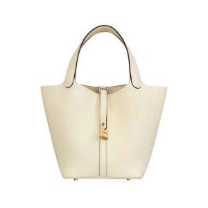 Hermes Women Picotin Lock 18cm in Cowhide leather-White