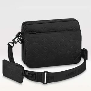 Louis Vuitton LV Men Trio Messenger Bag Black Calf Leather Cowhide