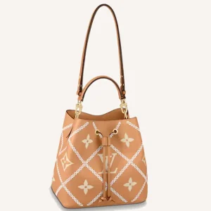 Louis Vuitton LV Women NéoNoé MM Bucket Bag Orange Embroidered Embossed Grained Cowhide