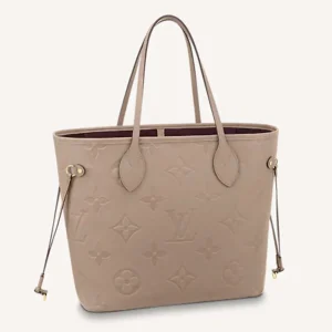 Louis Vuitton LV Women Neverfull MM Tote Beige Embossed Cowhide Leather