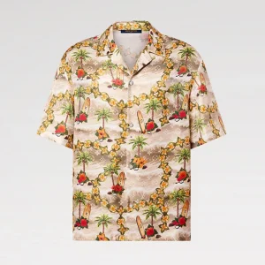 Louis Vuitton Men Monogram Short-Sleeved Silk Shirt 1AFQYR