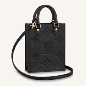 Louis Vuitton Unisex Petit Sac Plat Black Beige Monogram Empreinte Embossed Supple Grained Cowhide