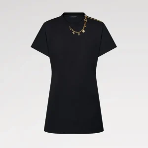Louis Vuitton Women LV Charm T-Shirt Dress in Black 1AFZN2