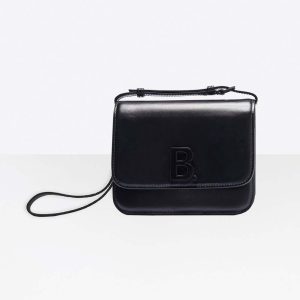 Balenciaga Women B Small Bag in Black Shiny Calfskin