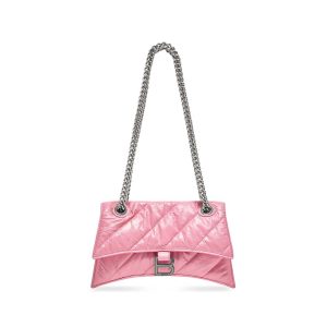 Balenciaga Women Crush Small Chain Bag Quilted in Optic Pink