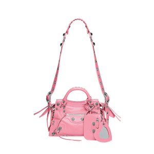 Balenciaga Women Neo Cagole XS Handbag in Pink Arena Lambskin