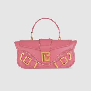 Balmain Women Blaze Clutch Bag in Smooth Leather-Pink