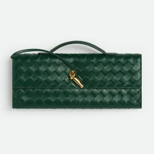 Bottega Veneta Women Long Clutch Andiamo With Handle-Emerald Green 741511VCPP33050