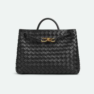 Bottega Veneta Women Medium Andiamo in Lambskin Leather-Black