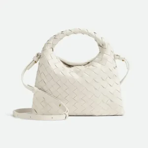 Bottega Veneta Women Mini Hop in Calf Leather-White 777586V3IV19156