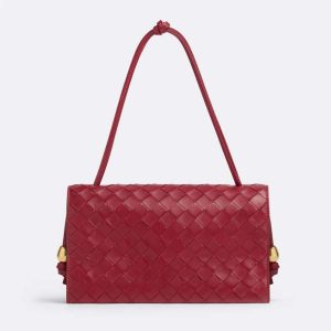 Bottega Veneta Women Trio Pouch On Strap Mini Intrecciato Leather Shoulder Bag-Red