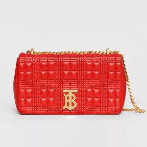 Burberry Women Small Quilted Lambskin Lola Bag-Red