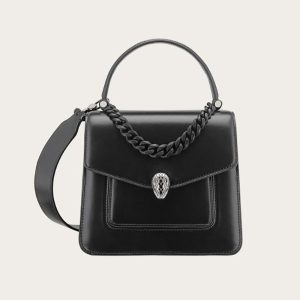 Bvlgari Women Serpenti Forever Top Handle Bag in Nappa Leather-Black