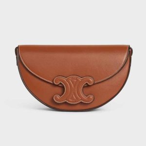 Celine Women Besace Cuir Triomphe in Smooth Calfskin-Brown