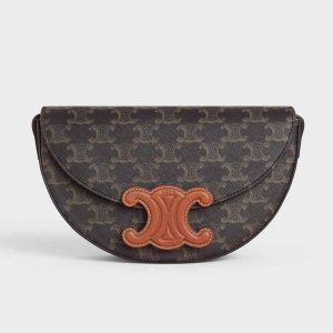 Celine Women Besace Cuir Triomphe in Triomphe Canvas and Calfskin