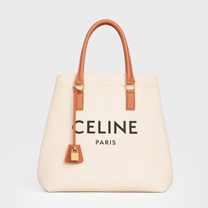 Celine Women Horizontal Cabas Celine in Canvas with Celine Print and Calfskin