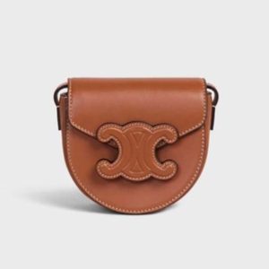 Celine Women Mini Besace Cuir Triomphe in Smooth Calfskin-Brown
