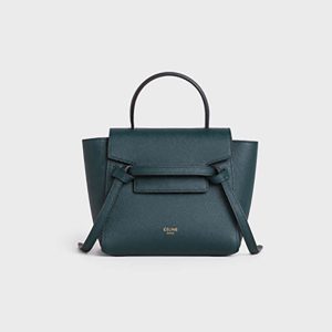 Celine Women Pico Belt Bag in Grained Calfskin-Green