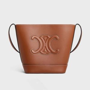 Celine Women Small Bucket Cuir Triomphe in Smooth Calfskin-Brown