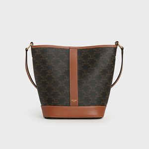Celine Women Small Bucket in Triomphe Canvas-Brown