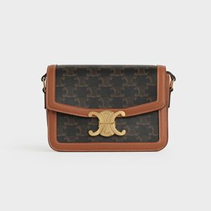 Celine Women Teen Triomphe Bag in Triomphe Canvas and Calfskin