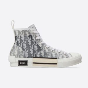 Dior Men B23 High-Top Sneaker White and Black Dior Oblique Canvas