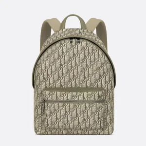 Dior Men Rider Backpack Khaki Dior Oblique Jacquard
